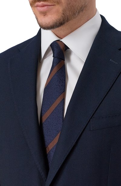 Шелковый галстук ZILLI темно-синего цвета по цене 38600 руб., арт. CRAV2BM0600VMIS00, фото 2 Шелковый галстук ZILLI, арт. CRAV2BM0600VMIS00, фото 2