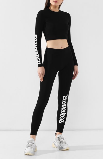 Хлопковый топ DSQUARED2 черного цвета по цене 10300 руб., арт. D8M002520, фото 2 Хлопковый топ DSQUARED2, арт. D8M002520, фото 2