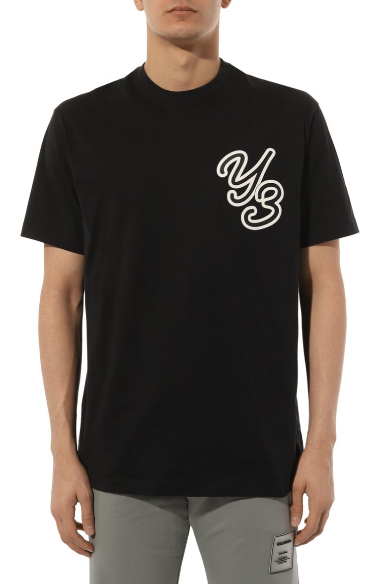 Мужская хлопковая футболка Y-3 черного цвета, арт. IT7521 | Фото 3 (Рукава: Короткие; Длина (для топов): Стандартные; Принт: С принтом; Материал сплава: Проставлено; Материал внешний: Хлопок; Драгоценные камни: Проставлено; Стили: Кэжуэл)
