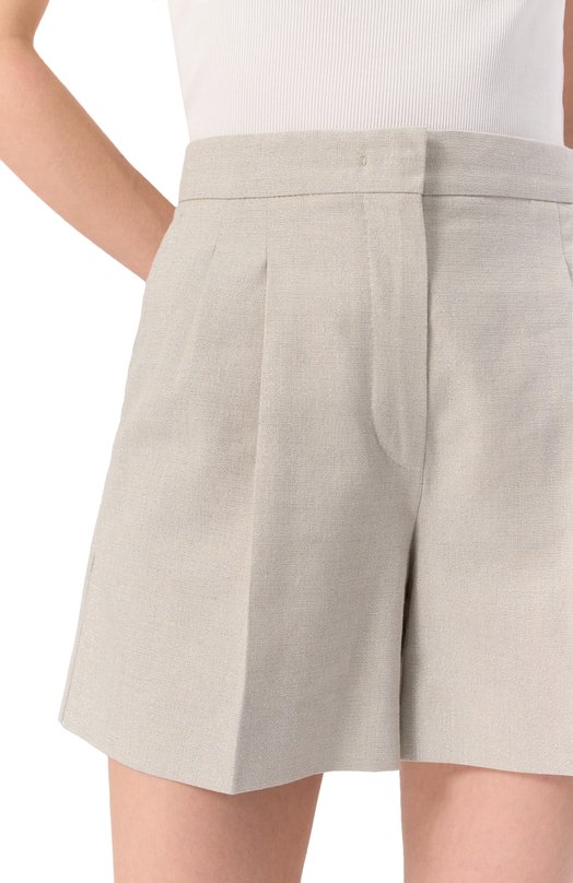 Шорты из хлопка и льна Max Mara Studio FAVILLA Серый  FAVILLA Фото 5