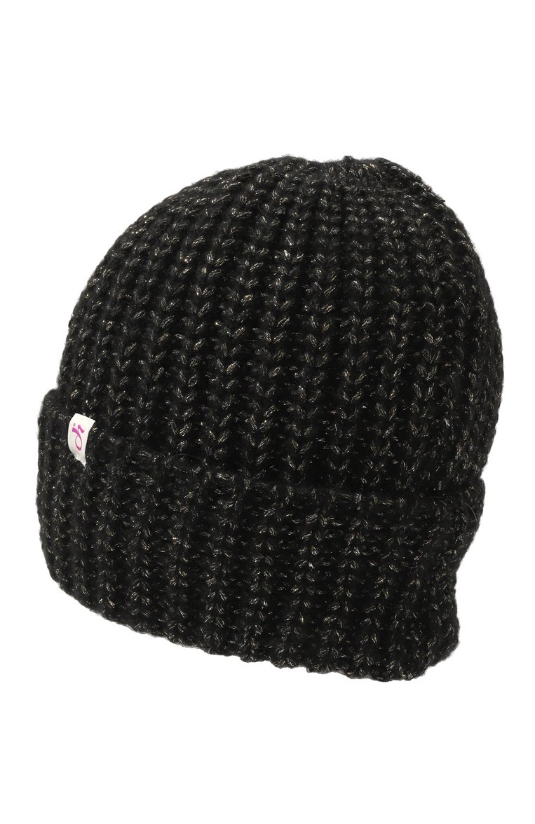Женская шапка DEHA черного цвета, арт. D93910 | Фото 3 (Материал: Текстиль, Синтетический материал; Материал сплава: Проставлено; Нос: Не проставлено)