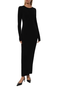 Женское платье из вискозы NINA RICCI черного цвета, арт. 24AMR0008ML0558 | Фото 3 (Рукава: Длинные; Материал сплава: Проставлено; Длина Ж (юбки, платья, шорты): Макси; Материал внешний: Вискоза; Драгоценные камни: Проставлено; Женское Кросс-КТ: Платье-одежда; Случай: Коктейльный; Стили: Гламурный)