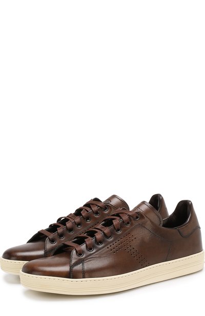 Кожаные кеды на шнуровке TOM FORD, арт. 118J1045T-VCL/217, фото 1