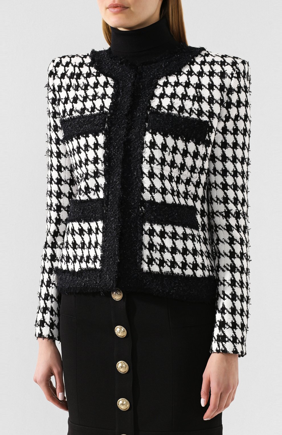 Хлопковый жакет BALMAIN черно-белого цвета по цене 310000 руб., арт. TF17532/C223, фото 3 Хлопковый жакет BALMAIN, арт. TF17532/C223, фото 3