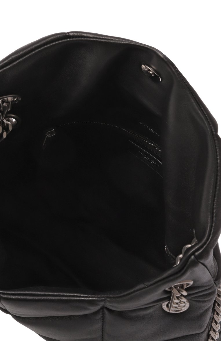 Женская сумка puffer loulou medium  SAINT LAURENT черного цвета, арт. 577475/1EL00 | Фото 5 (Ремень/цепочка: На ремешке; Материал: Натуральная кожа; Сумки-технические: Сумки через плечо; Размер: medium; Автоматизация Diginetica: Не назначено)