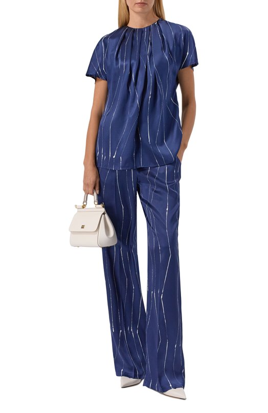 Атласный топ Kiton D61424K0873G Синий  D61424K0873G Фото 2