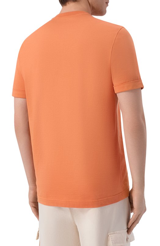 Хлопковая футболка Kiton UMK0891 Оранжевый  UMK0891 Фото 4