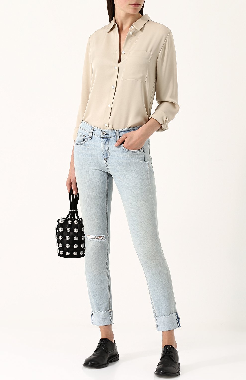 Джинсы прямого кроя с потертостями и отворотами RAG AND BONE, арт. W1590K510GLE, фото 2