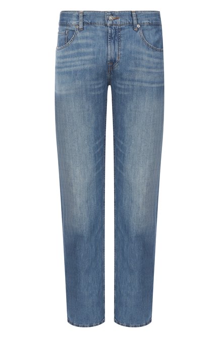 Мужские джинсы 7 FOR ALL MANKIND синего цвета, арт. 7T121U03 | Фото 1 (Материал внешний: Хлопок, Лен; Длина (брюки, джинсы): Стандартные; Материал сплава: Проставлено; Драгоценные камни: Проставлено)