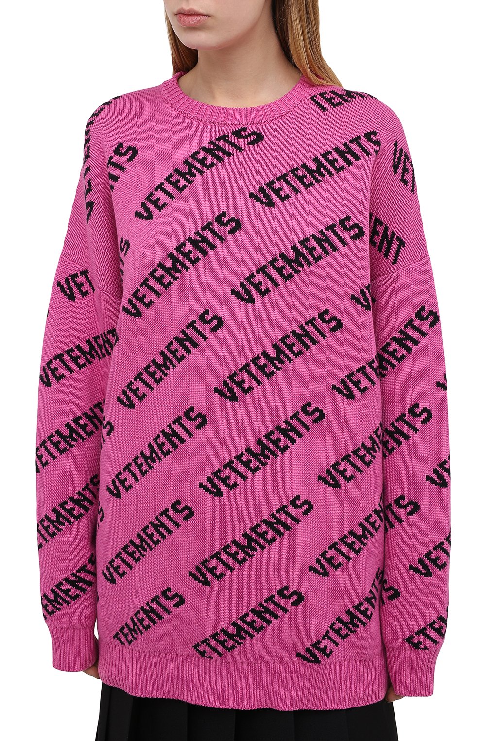 Свитер из хлопка и кашемира VETEMENTS фуксия цвета по цене 65750 руб., арт. UE51KN200P 1399/W, фото 3 Свитер из хлопка и кашемира VETEMENTS, арт. UE51KN200P 1399/W, фото 3