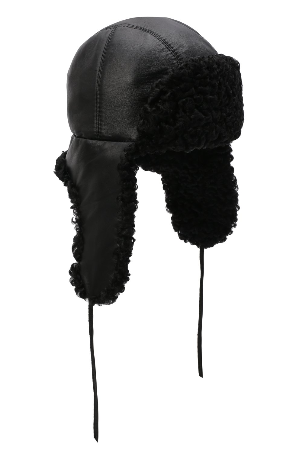 Кожаная шапка-ушанка с отделкой из меха каракульчи FURLAND, арт. 0017103910092100000, фото 1
