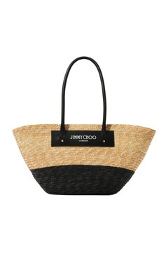 Женская сумка-тоут JIMMY CHOO черного цвета, арт. BEACH BASKET T0TE/M | Фото 1 (Материал сплава: Проставлено; Материал: Растительное волокно; Драгоценные камни: Проставлено; Размер: large)