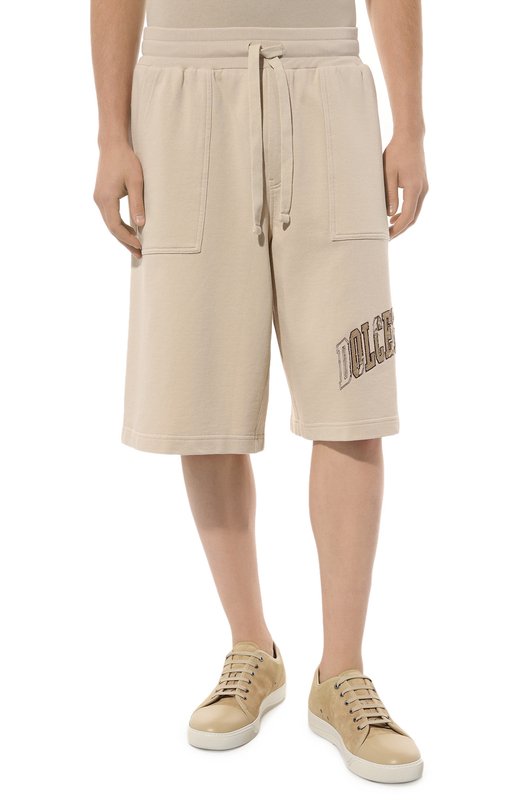 Хлопковые шорты Dolce & Gabbana GP090Z/G7NQI Бежевый  GP090Z/G7NQI Фото 3