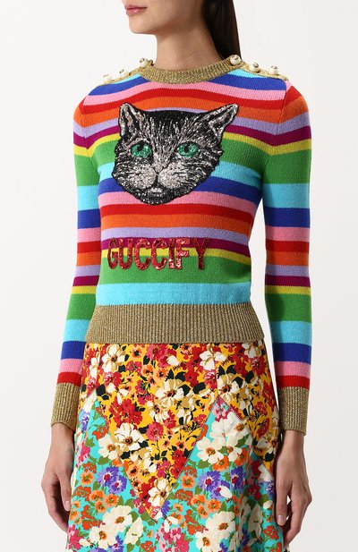 Шерстяной пуловер с круглым вырезом и вышивкой GUCCI, арт. 507644/X9Q10, фото 3
