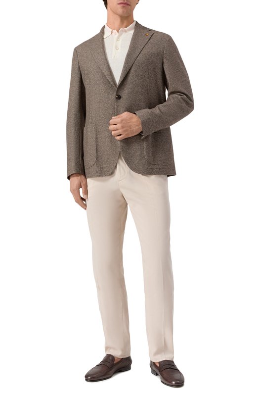 Пиджак из шерсти и хлопка Sartoria Latorre JD74/JI130 Коричневый  JD74/JI130 Фото 3
