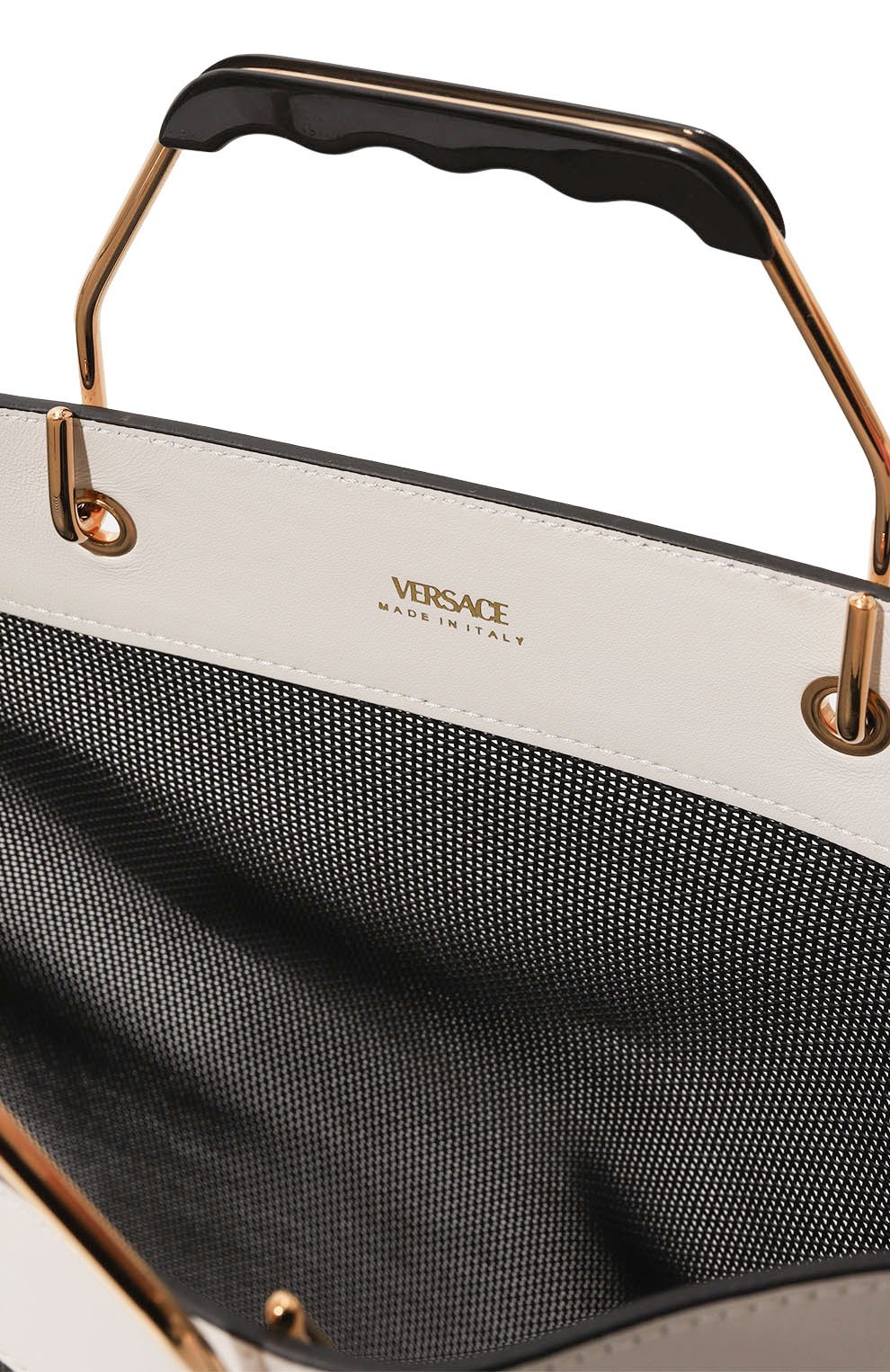Сумка-тоут VERSACE черно-белого цвета по цене 138000 руб., арт. 10089241A06406, фото 5 Сумка-тоут VERSACE, арт. 10089241A06406, фото 5