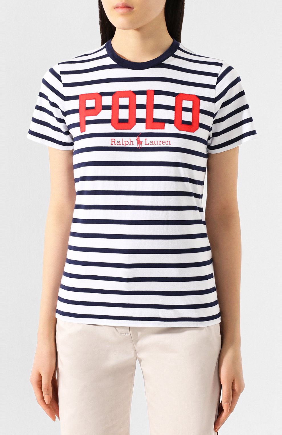 Хлопковая футболка POLO RALPH LAUREN синего цвета по цене 6915 руб., арт. 211782939, фото 3 Хлопковая футболка POLO RALPH LAUREN, арт. 211782939, фото 3