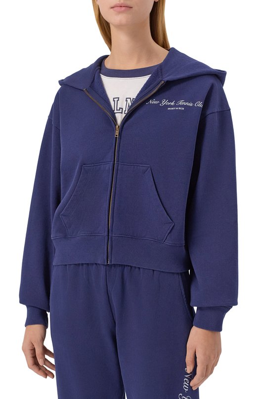 Хлопковая толстовка Sporty and Rich ST068621402BL106 Синий  ST068621402BL106 Фото 3