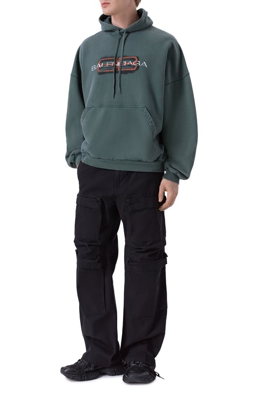 Хлопковое худи Balenciaga 850349/TTVD7 Зелёный  850349/TTVD7 Фото 2
