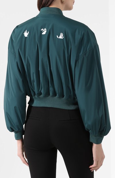 Бомбер OFF-WHITE зеленого цвета по цене 74350 руб., арт. 0WEA200S20FAB0015501, фото 4 Бомбер OFF-WHITE, арт. 0WEA200S20FAB0015501, фото 4