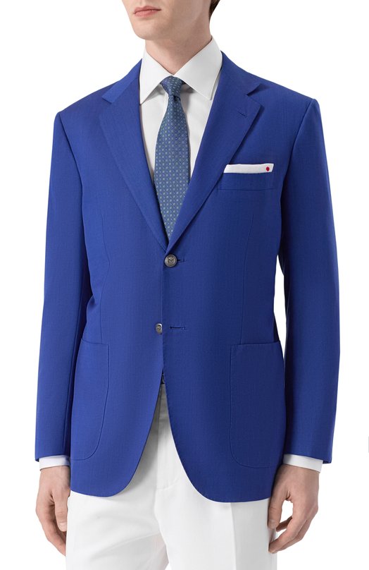 Шерстяной пиджак Kiton UG81K01X25 Синий  UG81K01X25 Фото 4