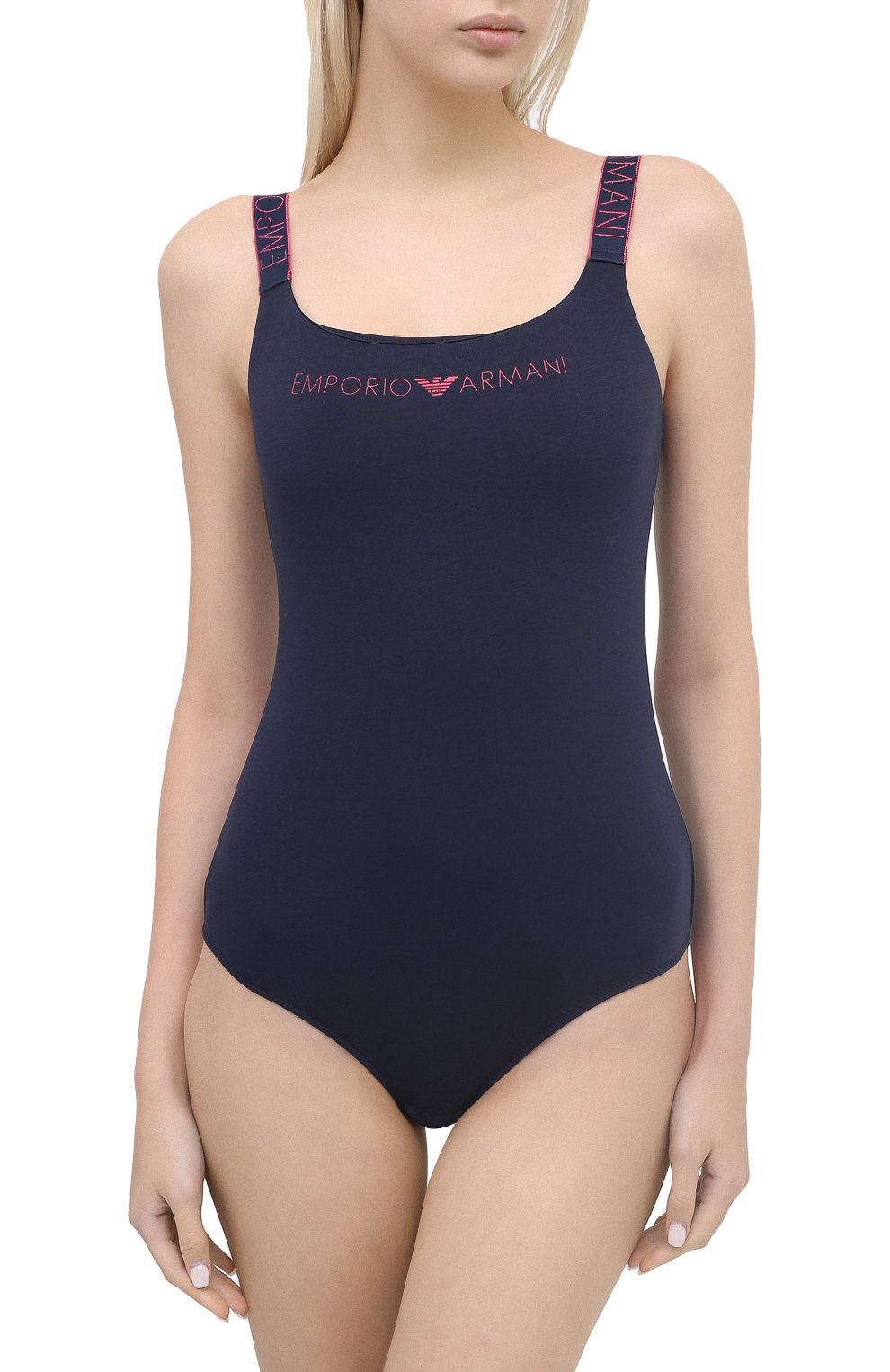 Хлопковое боди EMPORIO ARMANI темно-синего цвета по цене 8185 руб., арт. 164355/0A317, фото 2 Хлопковое боди EMPORIO ARMANI, арт. 164355/0A317, фото 2