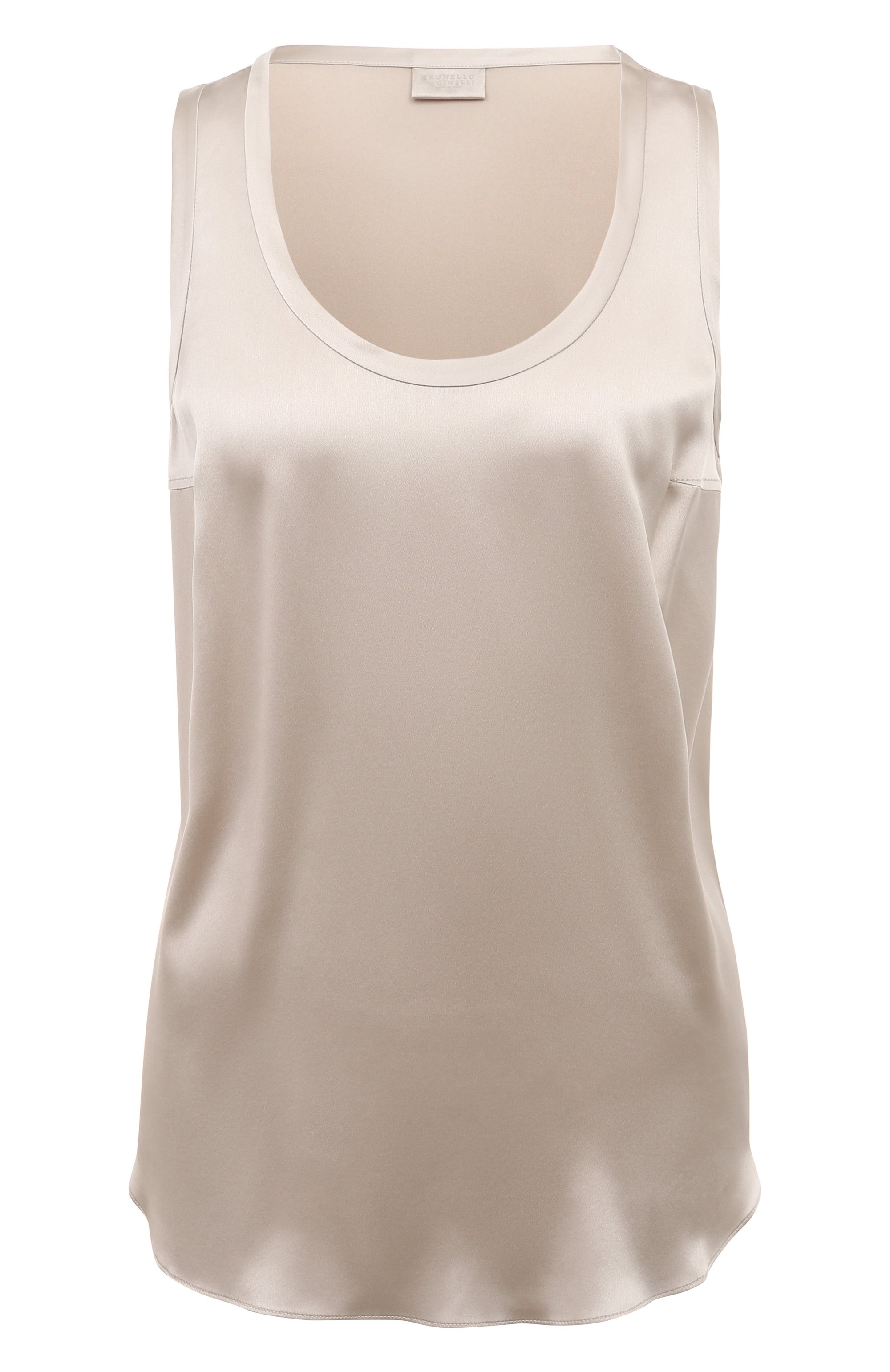 Шелковый топ BRUNELLO CUCINELLI бежевого цвета по цене 59950 руб., арт. M0C59E0600, фото 1 Шелковый топ BRUNELLO CUCINELLI, арт. M0C59E0600, фото 1