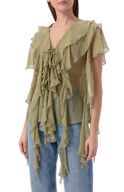 Шелковая блузка Erika Cavallini P6SU04 Зелёный  P6SU04 Фото 3