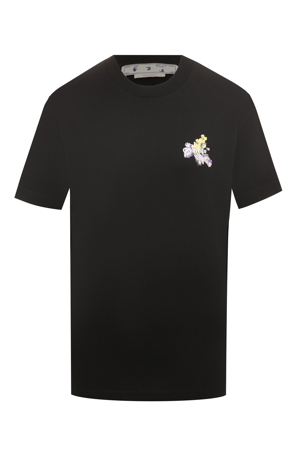 Хлопковая футболка OFF-WHITE черного цвета по цене 46300 руб., арт. OWAA089F22JER002, фото 1 Хлопковая футболка OFF-WHITE, арт. OWAA089F22JER002, фото 1