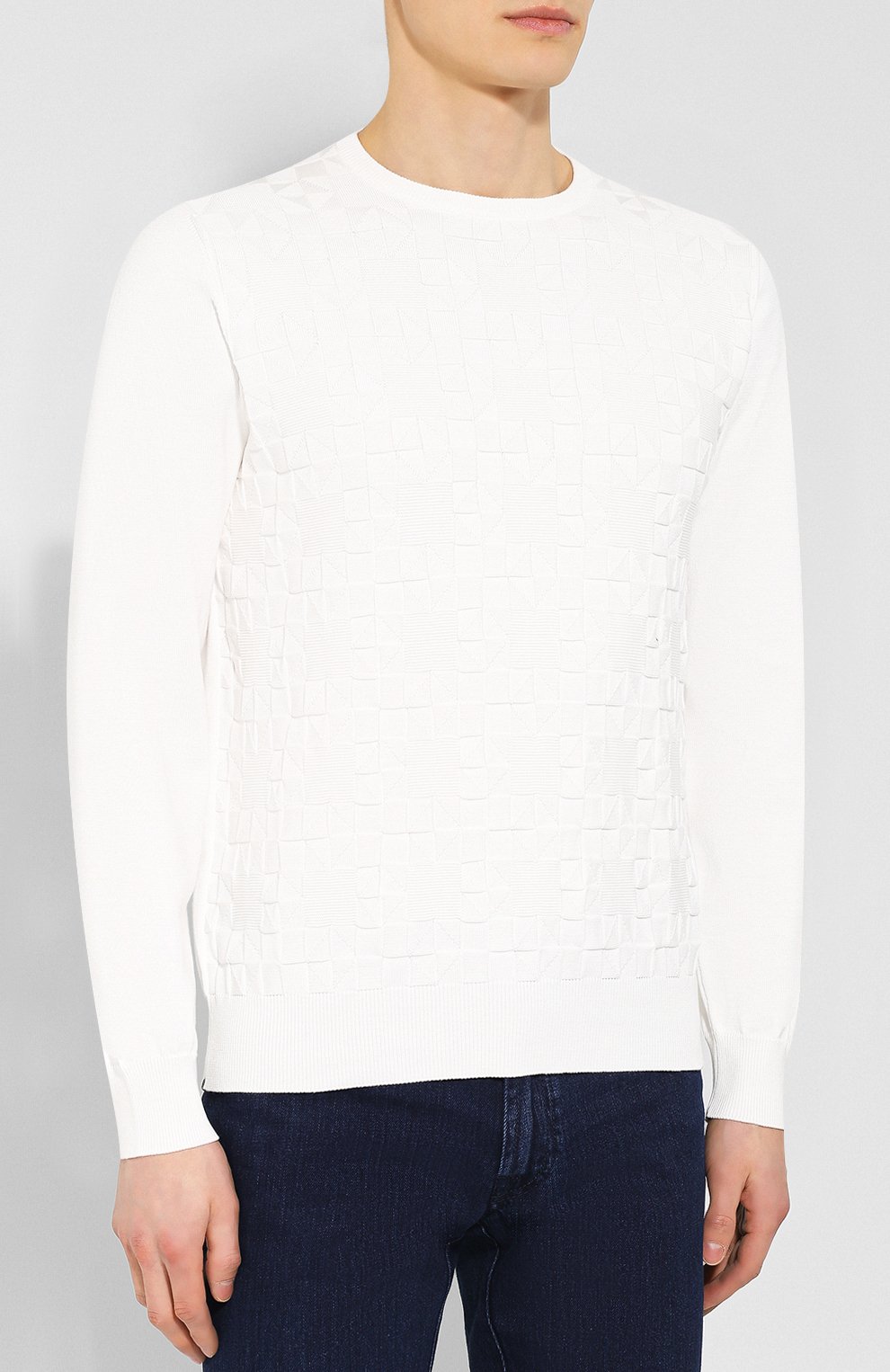 Хлопковый джемпер FIORONI белого цвета по цене 49900 руб., арт. M18210A1, фото 3 Хлопковый джемпер FIORONI, арт. M18210A1, фото 3