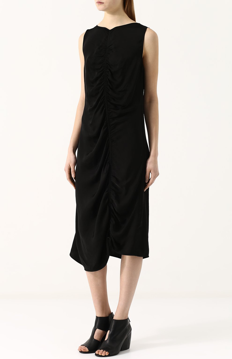 Платье-миди из смеси вискозы и хлопка с драпировкой RAQUEL ALLEGRA, арт. Y76-6739, фото 3