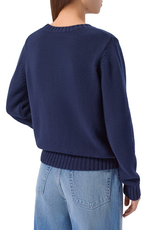 Хлопковый свитер Sporty and Rich WS06565245BL106 Синий  WS06565245BL106 Фото 4