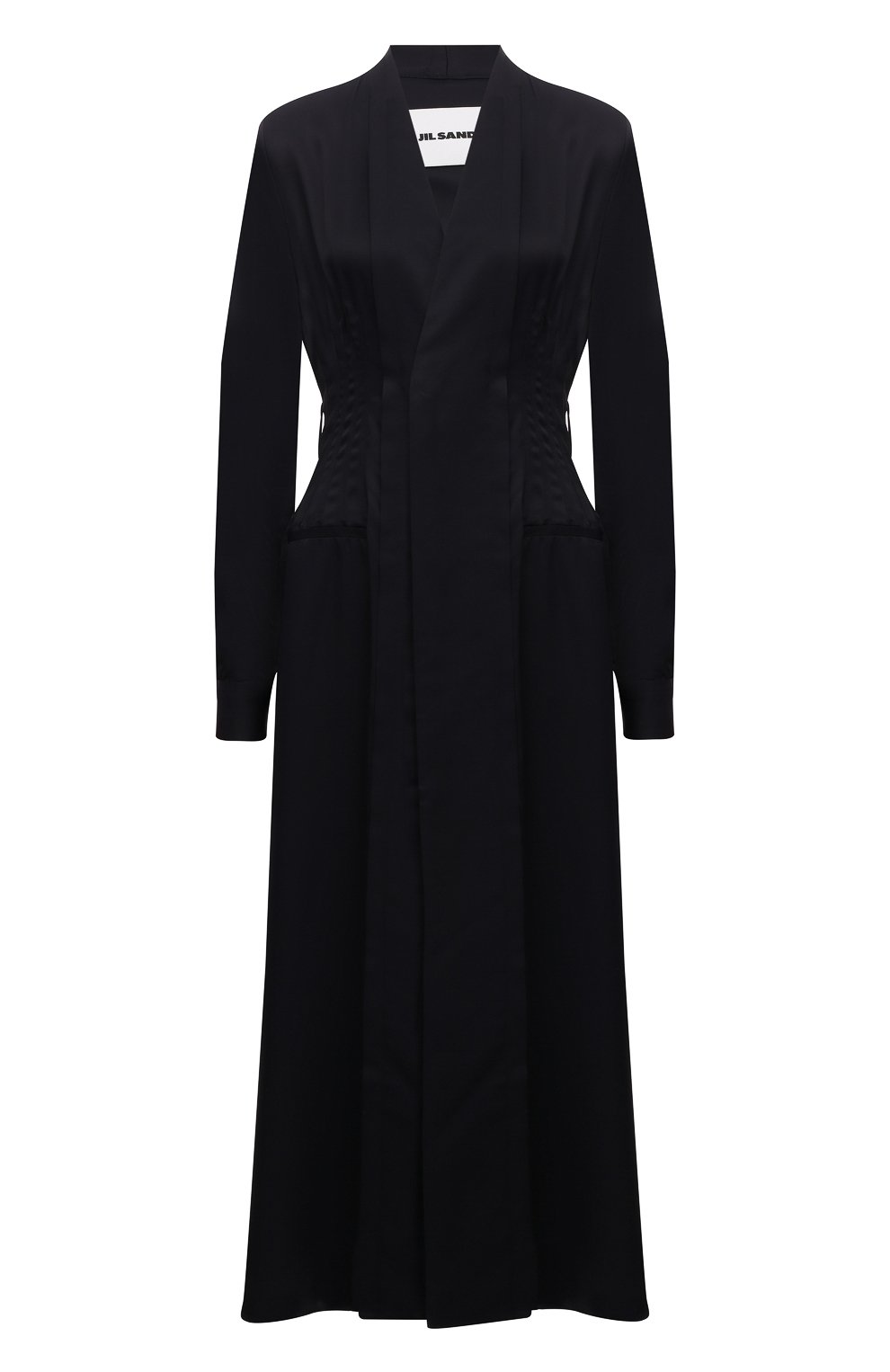 Платье из вискозы JIL SANDER темно-синего цвета по цене 237500 руб., арт. JSWT506706-WT381500, фото 1 Платье из вискозы JIL SANDER, арт. JSWT506706-WT381500, фото 1