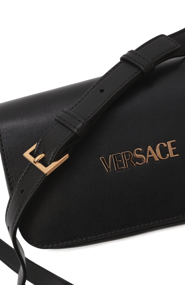 Женская сумка tag mini VERSACE черного цвета, арт. 1018747/1A13171 | Фото 3 (Размер: mini; Ремень/цепочка: На ремешке; Материал: Натуральная кожа)