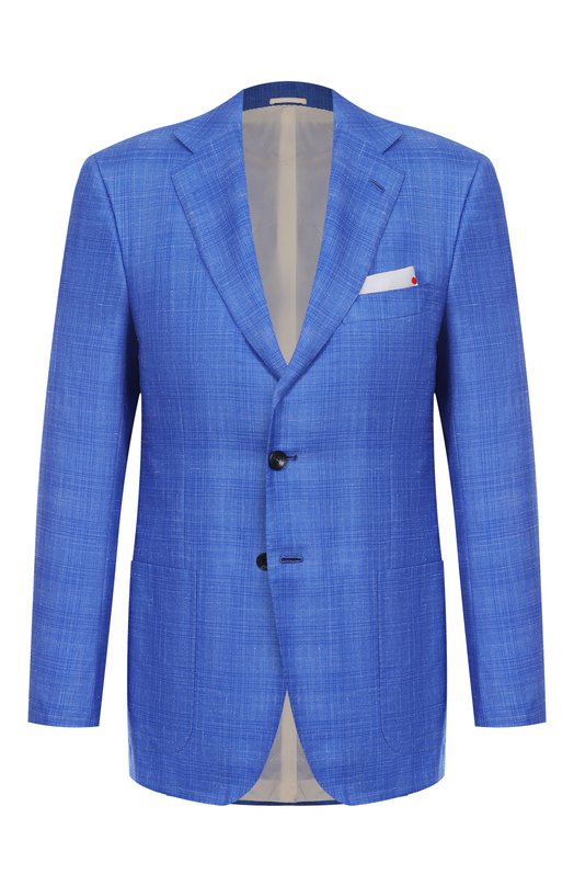 Пиджак из кашемира и шелка Kiton UG81K06S18 Синий UG81K06S18
