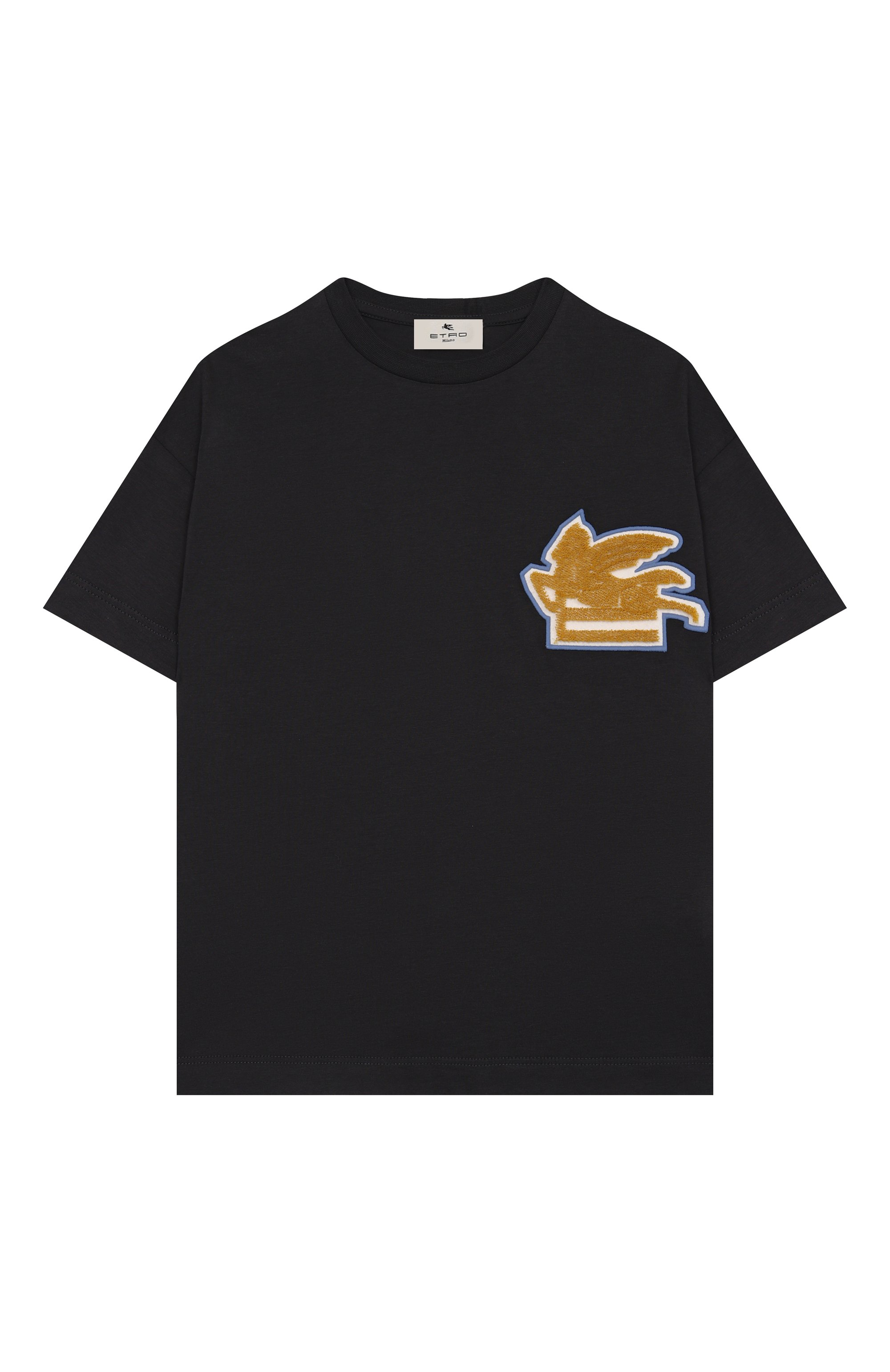 Хлопковая футболка ETRO темно-синего цвета по цене 18650 руб., арт. GX8P41, фото 1 Хлопковая футболка ETRO, арт. GX8P41, фото 1