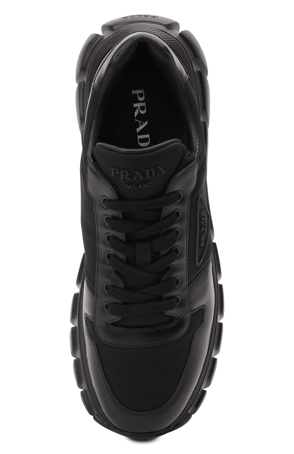 Комбинированные кроссовки PRADA черного цвета по цене 94000 руб., арт. 2EE366-3KZP-F0002, фото 6 Комбинированные кроссовки PRADA, арт. 2EE366-3KZP-F0002, фото 6