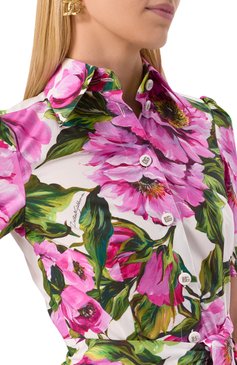 Женское хлопковое платье DOLCE & GABBANA розового цвета, арт. F6AGMT/HS5S3 | Фото 5 (Длина Ж (юбки, платья, шорты): Миди; Драгоценные камни: Проставлено; Материал сплава: Проставлено; Случай: Повседневный; Рукава: Короткие; Стили: Романтичный; Женское Кросс-КТ: Платье-одежда; Материал внешний: Хлопок)