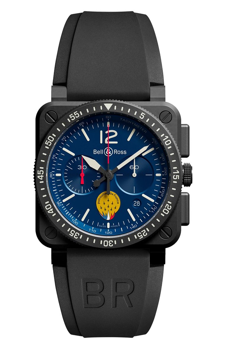 Мужские часы patrouille de france BELL & ROSS бесцветного цвета, арт. BR0394-PAF1-CE/SRB | Фото 1 (Механизм: Автомат; Региональные ограничения белый список (Axapta Mercury): Не проставлено; Нос: Не проставлено; Цвет циферблата: Синий; Ограничения доставки: m-style)