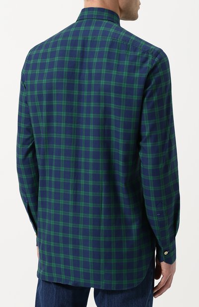 Хлопковая рубашка в клетку KITON, арт. UCIH0610604000, фото 4