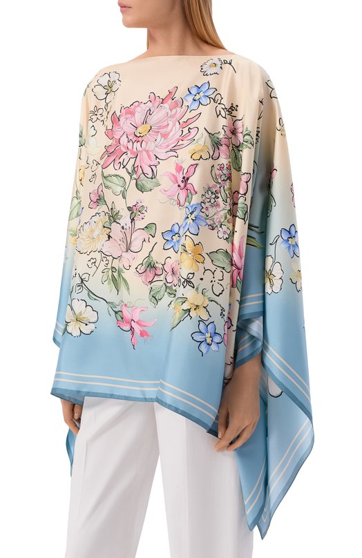 Шелковый топ Elie Saab 710010413 Разноцветный  710010413 Фото 3