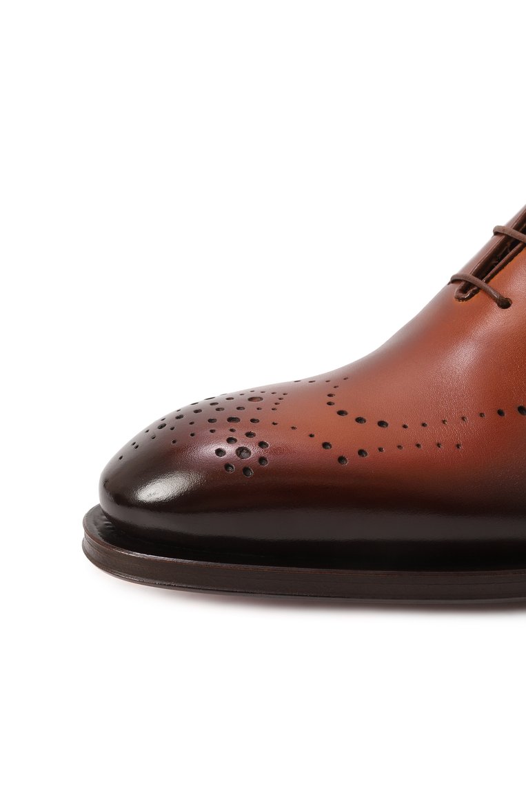 Мужские кожаные оксфорды SANTONI коричневого цвета, арт. MCCG18542MC8HFUL | Фото 7 (Материал внешний: Натуральная кожа; Материал внутренний: Натуральная кожа; Материал сплава: Проставлено; Нос: Не проставлено; Стили: Классический; Мужское Кросс-КТ: Броги-обувь)