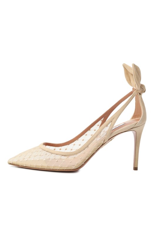 Туфли Bow Tie Net 85 Aquazzura DNNMIDP1/FMS Бежевый  DNNMIDP1/FMS Фото 4