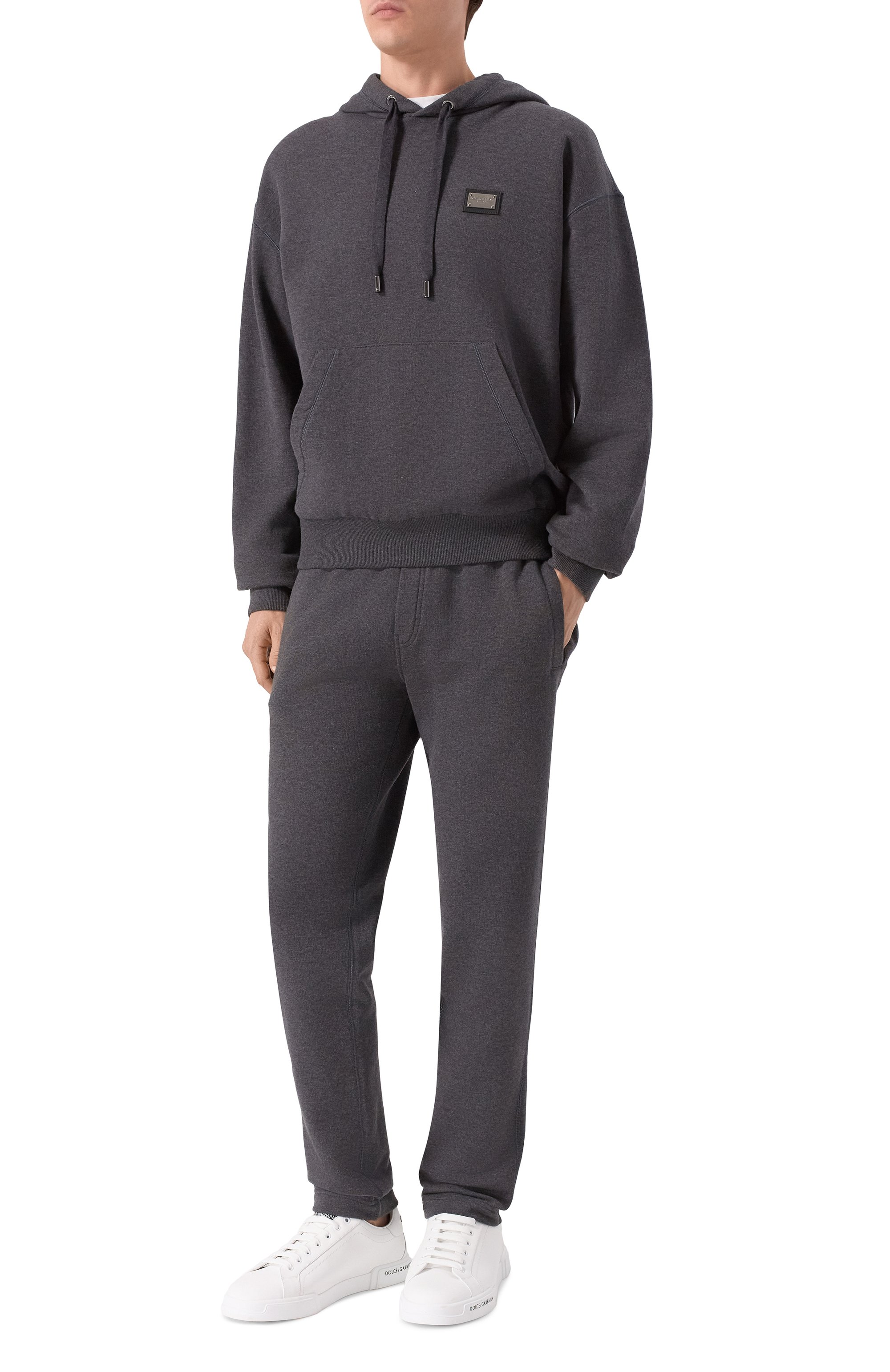 Хлопковое худи DOLCE & GABBANA темно-серого цвета по цене 77750 руб., арт. G9ZU0T/G7P1C, фото 2 Хлопковое худи DOLCE & GABBANA, арт. G9ZU0T/G7P1C, фото 2