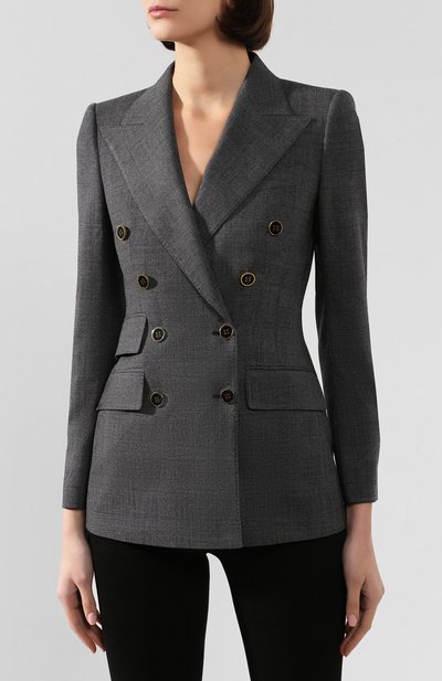 Шерстяной жакет DOLCE & GABBANA серого цвета по цене 220500 руб., арт. F29ADT/FQBBK, фото 3 Шерстяной жакет DOLCE & GABBANA, арт. F29ADT/FQBBK, фото 3