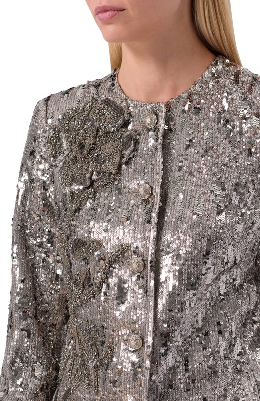 Жакет с отделкой пайетками Elie Saab J0151NP25/PA009 Серебряный  J0151NP25/PA009 Фото 5