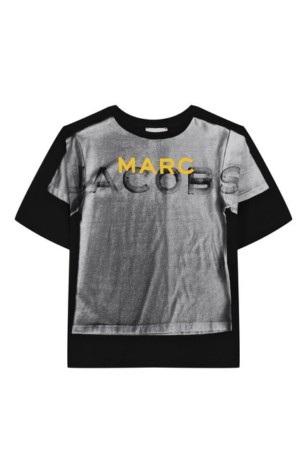 Детская хлопковая футболка MARC JACOBS (THE) черного цвета, арт. W60456 | Фото 1 (Материал внешний: Хлопок; Рукава: Короткие; Материал сплава: Проставлено; Драгоценные камни: Проставлено)