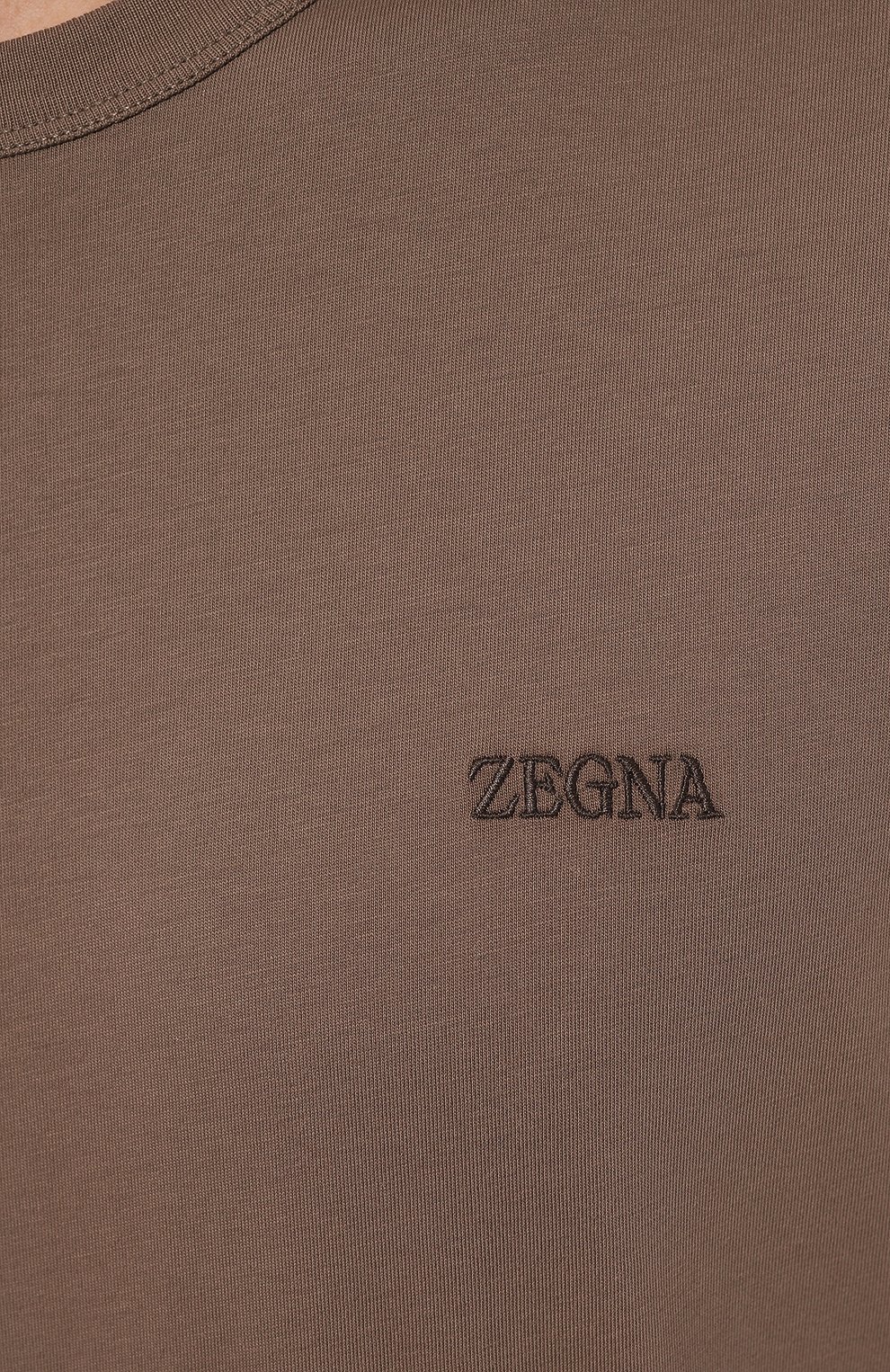 Хлопковая футболка ZEGNA темно-бежевого цвета по цене 46500 руб., арт. UD360A7/D760, фото 5 Хлопковая футболка ZEGNA, арт. UD360A7/D760, фото 5
