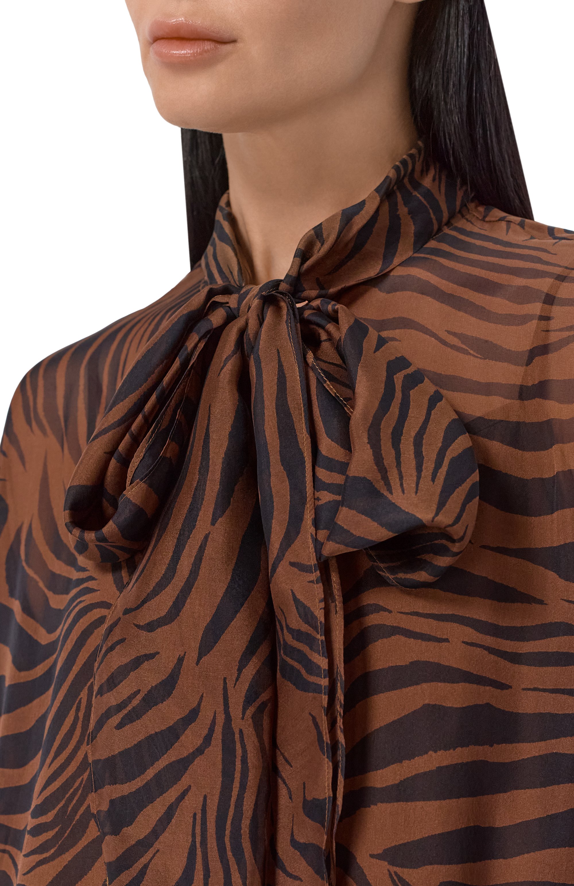 Шелковая блузка MAX MARA STUDIO коричневого цвета по цене 52700 руб., арт. MSTBALLATA, фото 5 Шелковая блузка MAX MARA STUDIO, арт. MSTBALLATA, фото 5