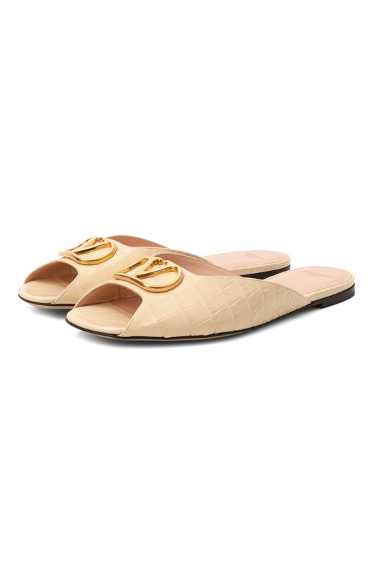 Кожаные шлепанцы VLogo Signature Valentino 8W0S0PI7/LUR Кремовый 8W0S0PI7/LUR